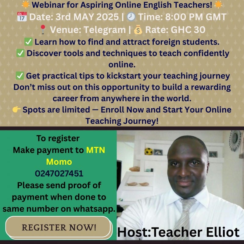 Webinar for Aspiring Online English Teachers!