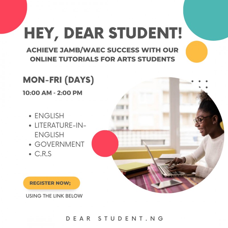2025 JAMB/WAEC/NECO ONLINE TUTORIAL (FOR ARTS STUDENTS).