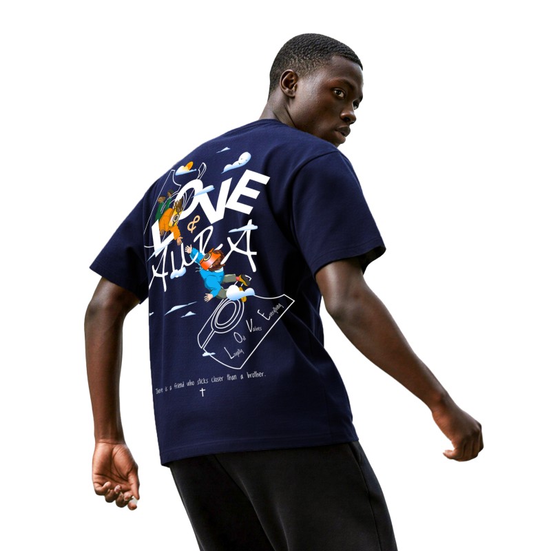 HALO 4 ANGELS LOVE & AURA II ORIGINAL: NAVY BLUE ROUND NECK T-SHIRTS