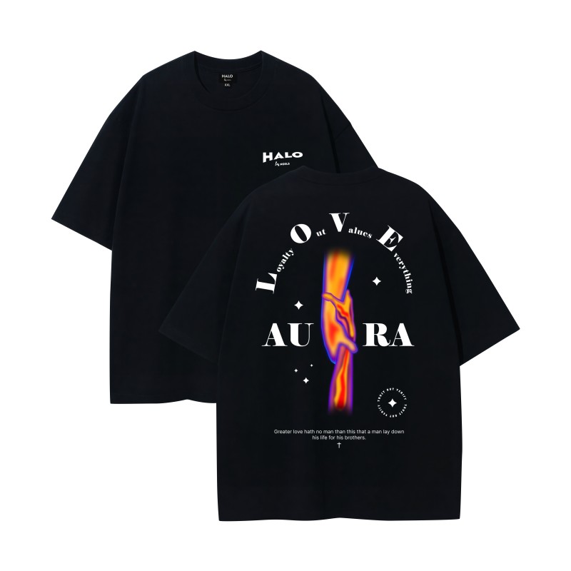 HALO 4 ANGELS ORIGINAL:  BLACK ROUND NECK T-SHIRTS