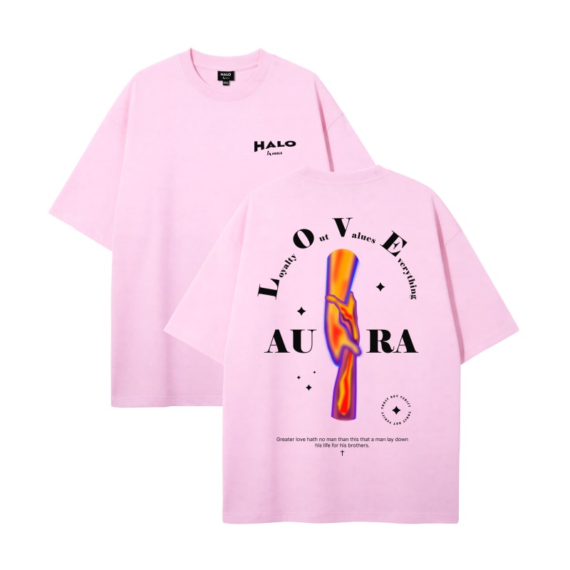 HALO 4 ANGELS ORIGINAL: POWDER PINK ROUND NECK T-SHIRTS