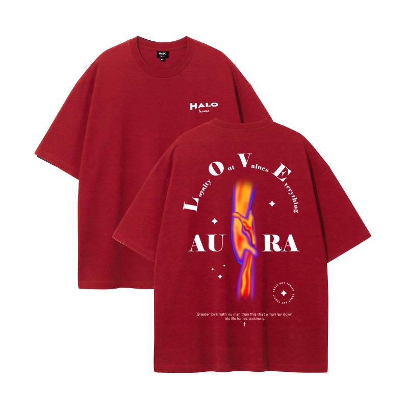HALO 4 ANGELS ORIGINAL: RED ROUND NECK T-SHIRTS