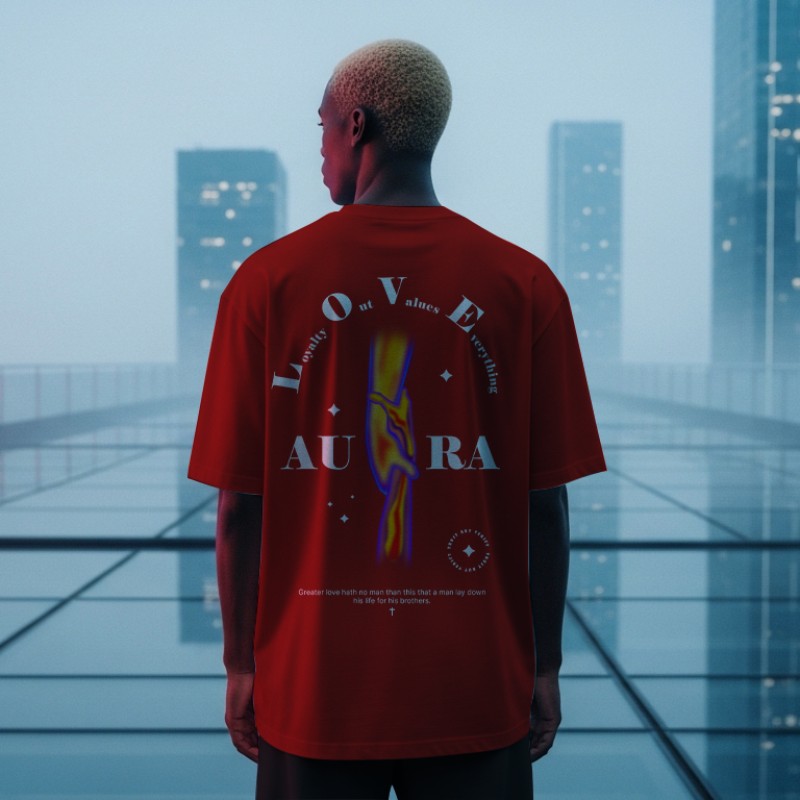 HALO 4 ANGELS ORIGINAL:  RED ROUND NECK T-SHIRTS