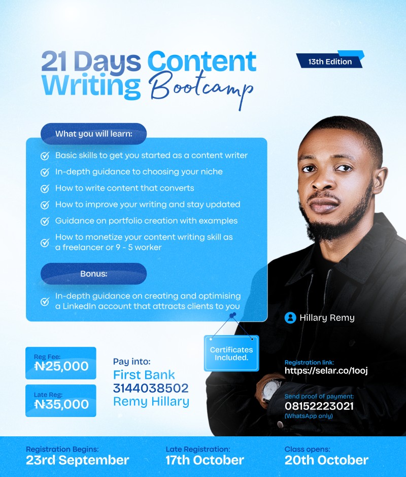 Buy Content Writing Bootcamp by Hillary on Selar