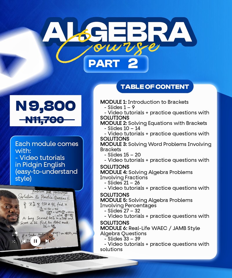 Buy Algebra Mastery Course - Part 2(Brackets, Fractions, Percentages ...