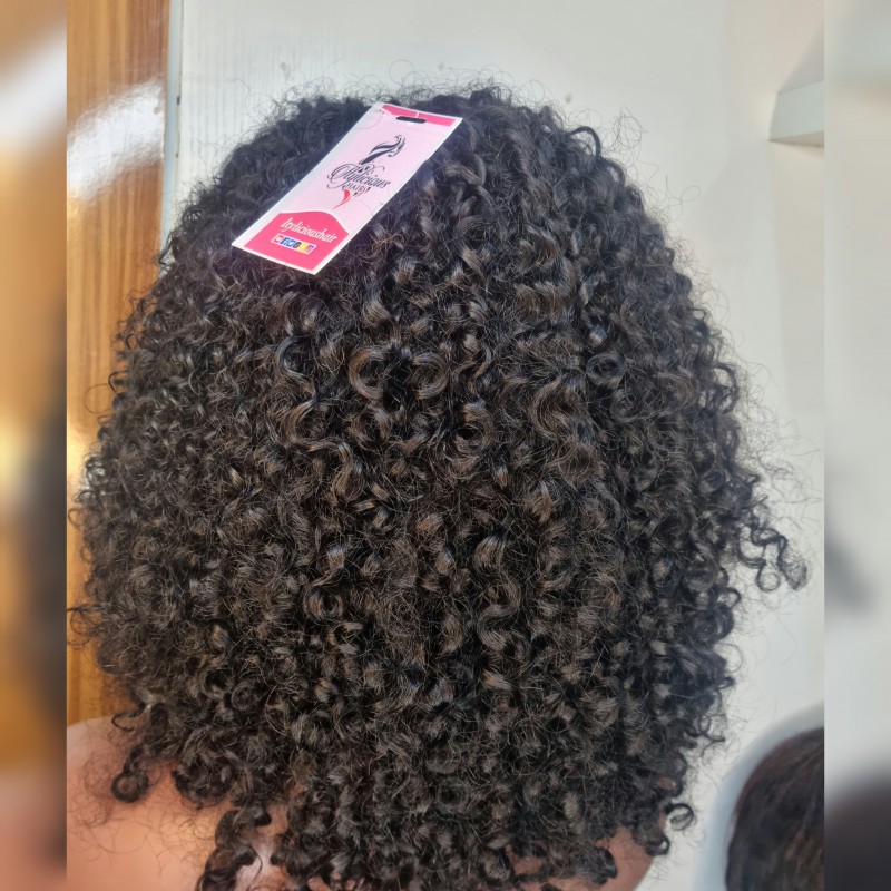 Lace closure pixie curls human hair wig