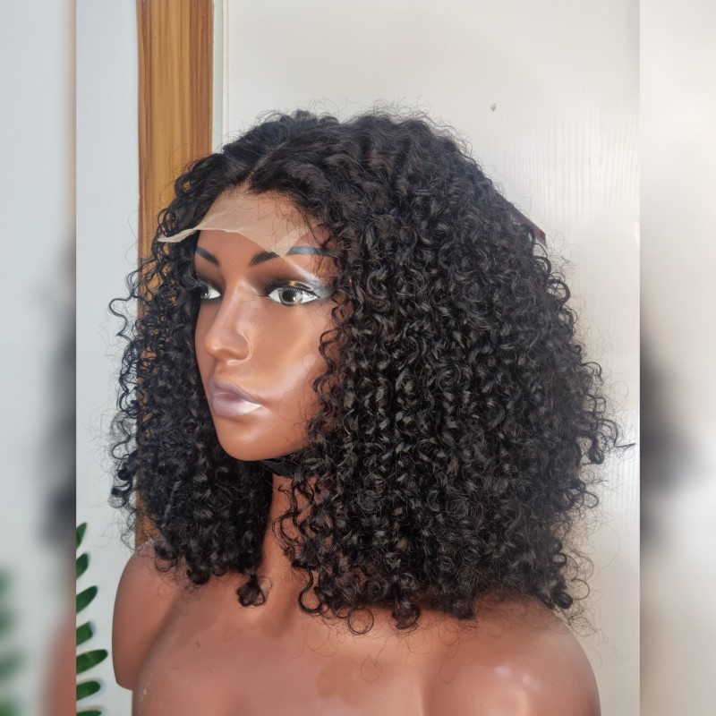 Lace closure pixie curls human hair wig
