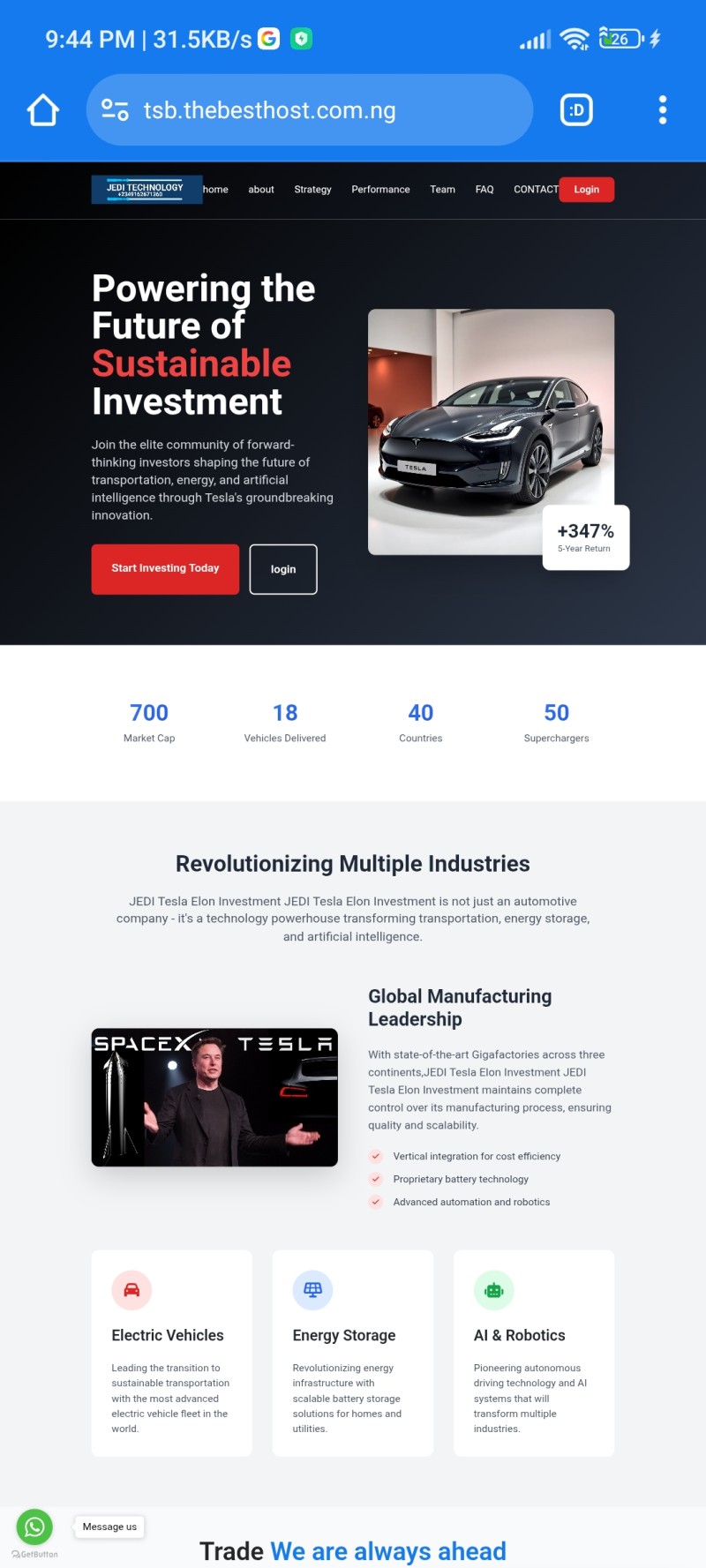 Elon musk, or Tesla investment broker script