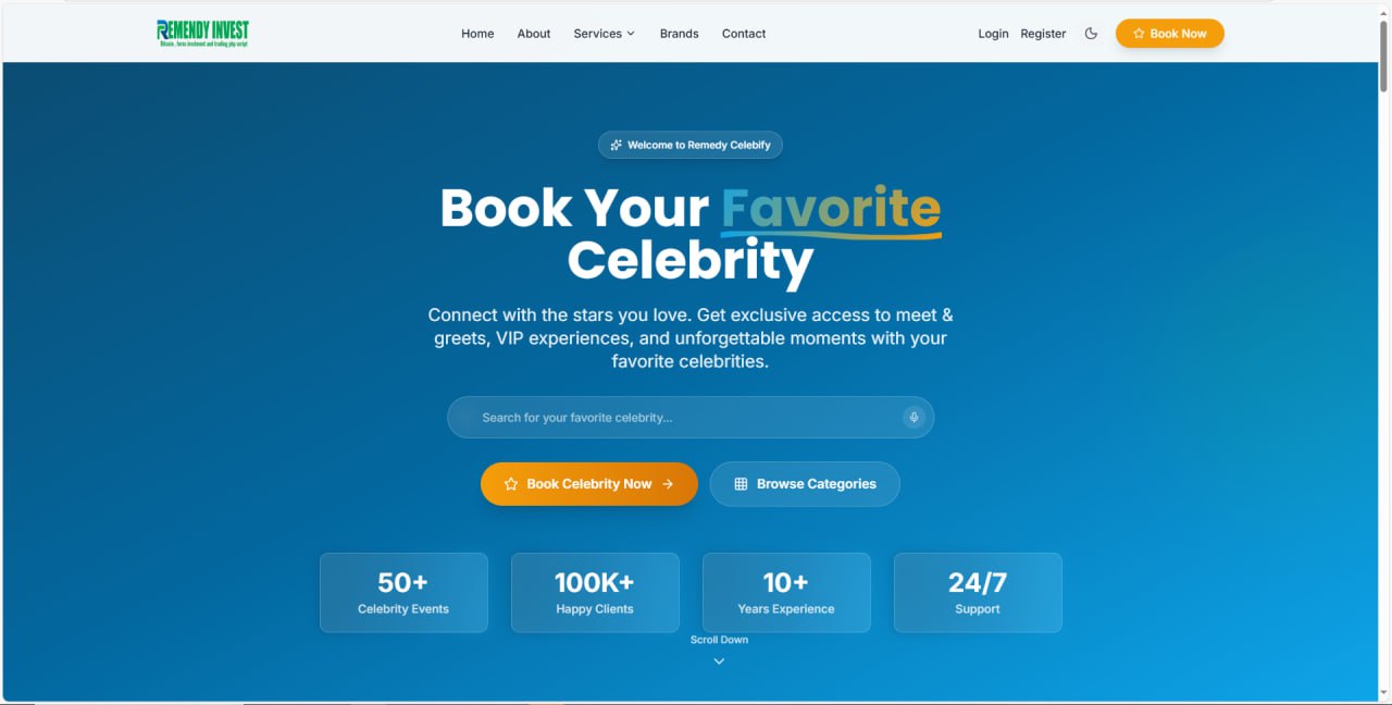 Remedy Celebify Celebrity Booking Website - Complete Feature List