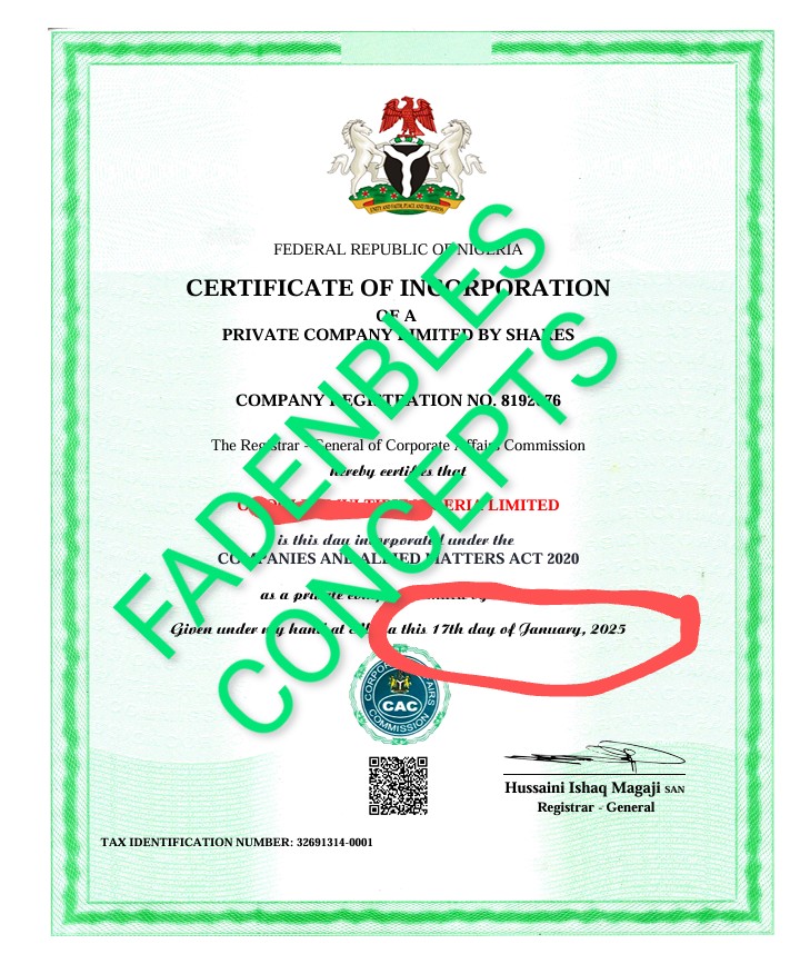 CAC COMPANY REGISTRATION PACKAGE