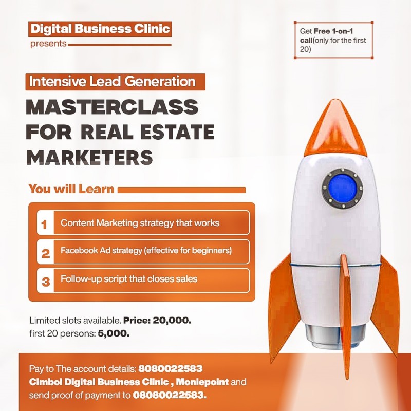 INTENSIVE LEADS GENERATION MASTERCLASS FOR REAL ESTATE MARKETERS