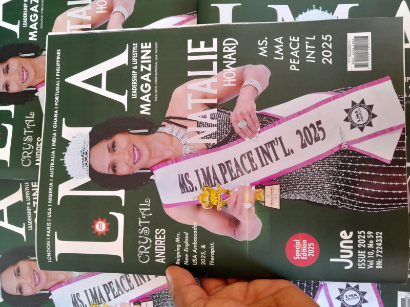 International LMA June Magazine proudly features LMA Ms. International Peace 2025 – Natalie Howard on the cover.
