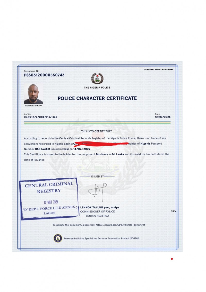 Let's Process Your Non Resident Police Clearance Certificate in Nigeria