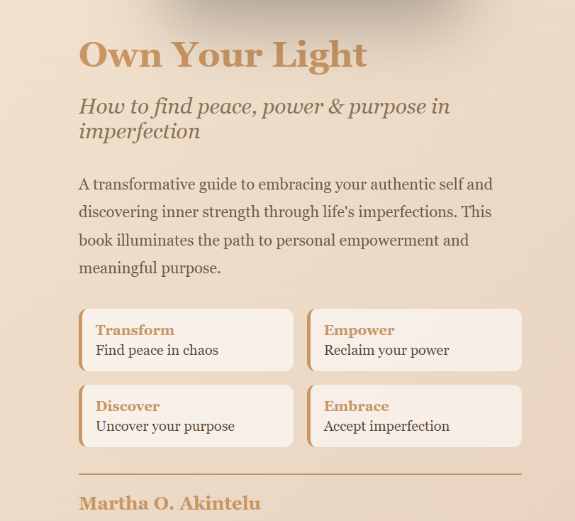 Own Your Light  (eBook) - How to Find Peace, Power and Purpose in Imperfection