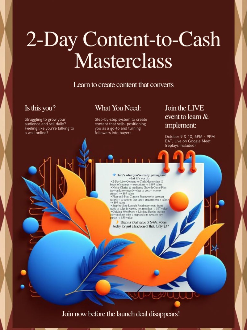 đ„ October 2025 2-Day Content-to-Cash Masterclass