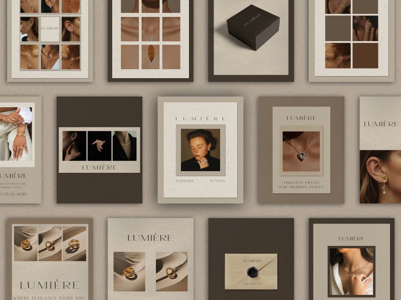 LUMIÈRE Luxury Instagram Templates – Elegant PSD Social Media Kit for Jewelry, Fashion & Perfume Brands | 50 Vertical Posts