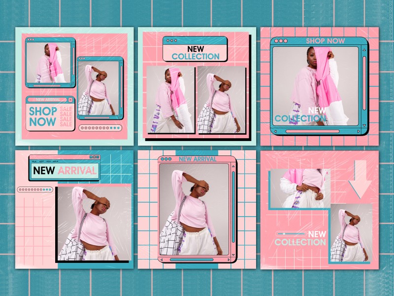 Y2K Social Media Template | Colorful Retro Instagram Templates | Instagram Posts | Instagram Templates