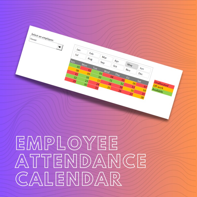Interactive MS Excel Employee Attendance Calendar