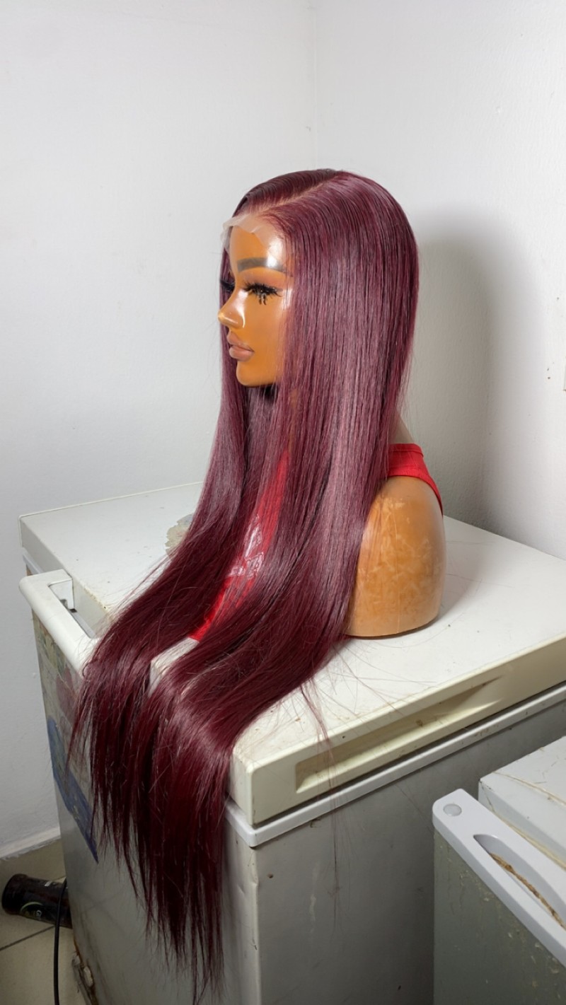 30” burgundy Bone straight look alike