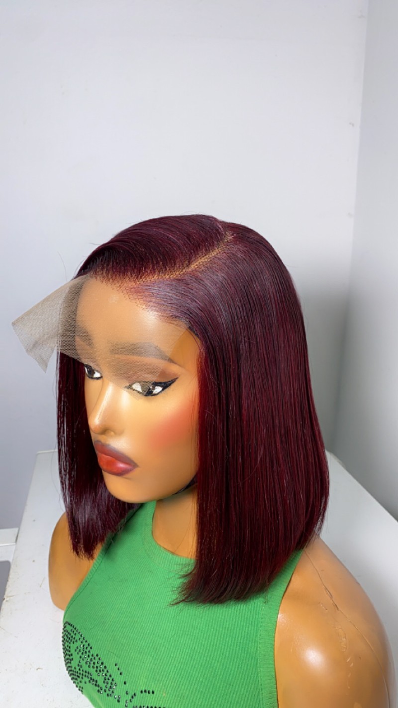 5x5 burgundy bone straight 10”