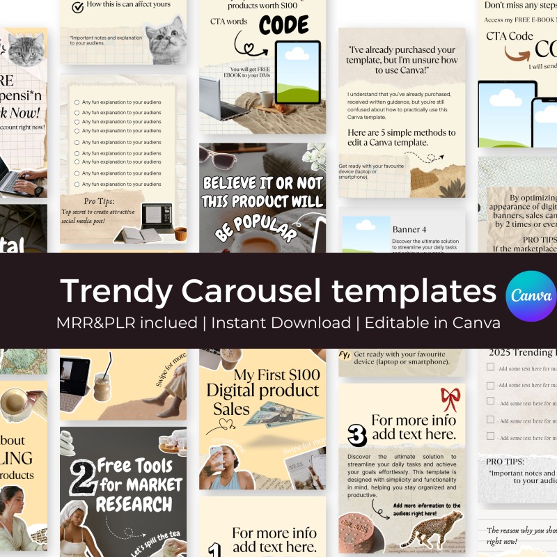 100+ Instagram carousel kit +Bonus