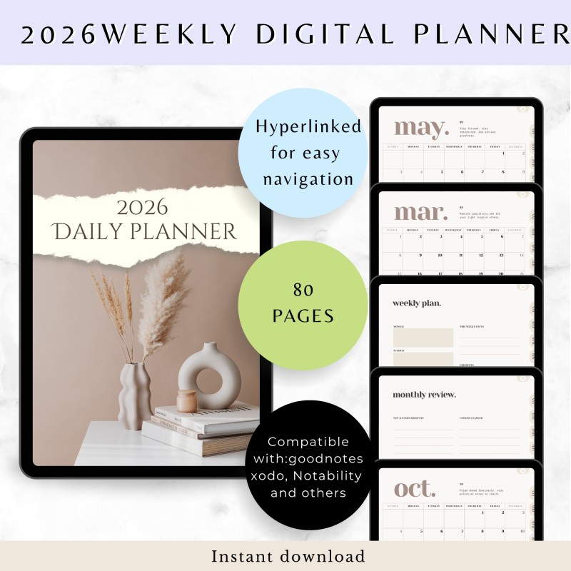 2026 Digital Planner | Dated Planner for iPad, Tablet , GoodNotes , Notability