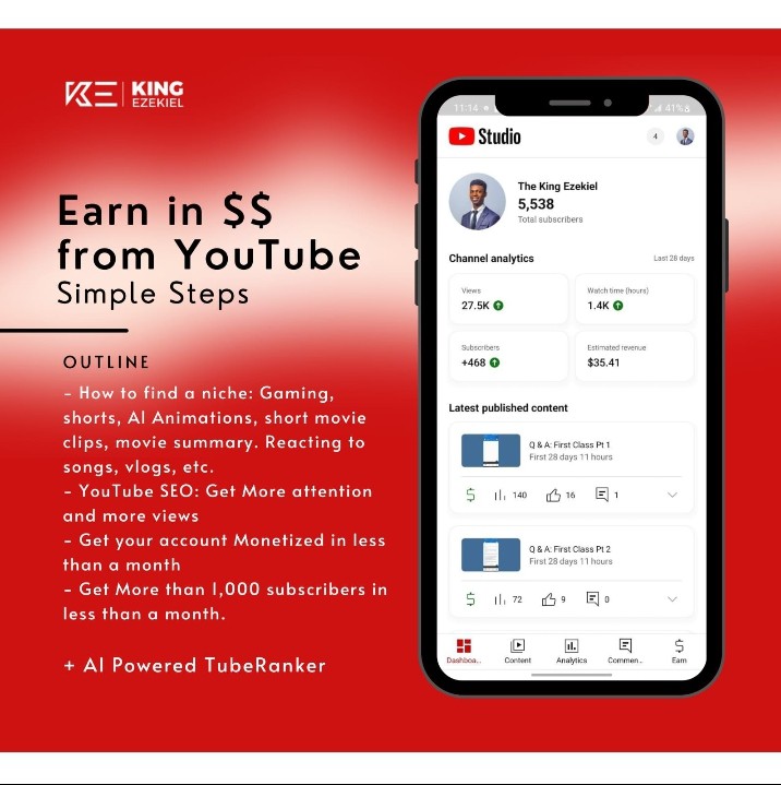 Buy YOUTUBE MONETIZATION COURSE by Ochuko john on Selar