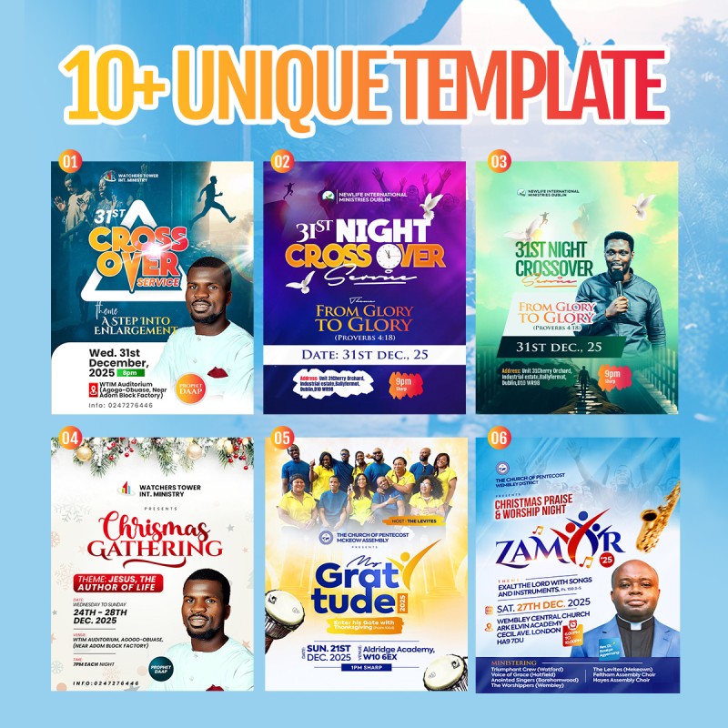 10plus Elegant Bundle Church Flyer Design Template ft CrossOver Flyer