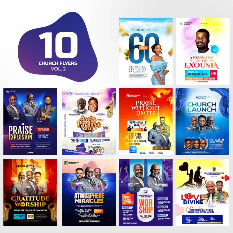 10 Elegant Bundle Church Flyer Design Template