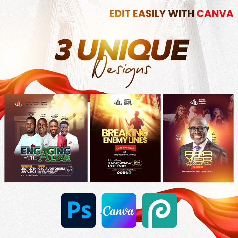 3 Elegant Bundle Church Flyer Design Template