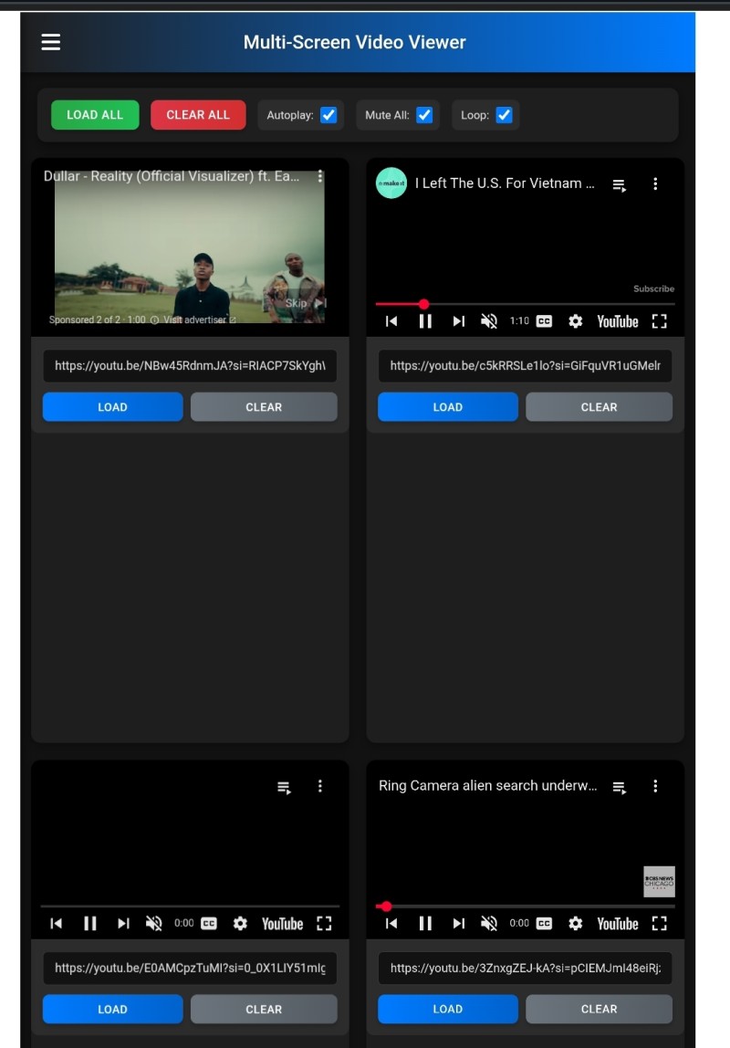 YouTube Multi-Screen Viewer PRO – Unlimited YouTube Video View Box (HTML Source + Monetization Ready)