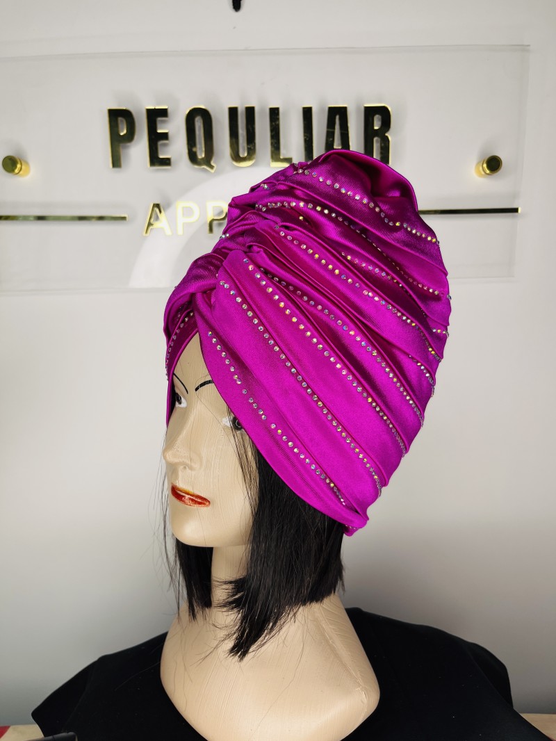 Berry Pink Wrap Style - Crystal Luxe Turban Hat