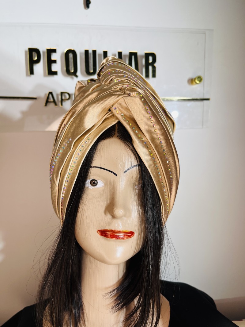 Champagne Wrap Style - Crystal Luxe Turban Hat