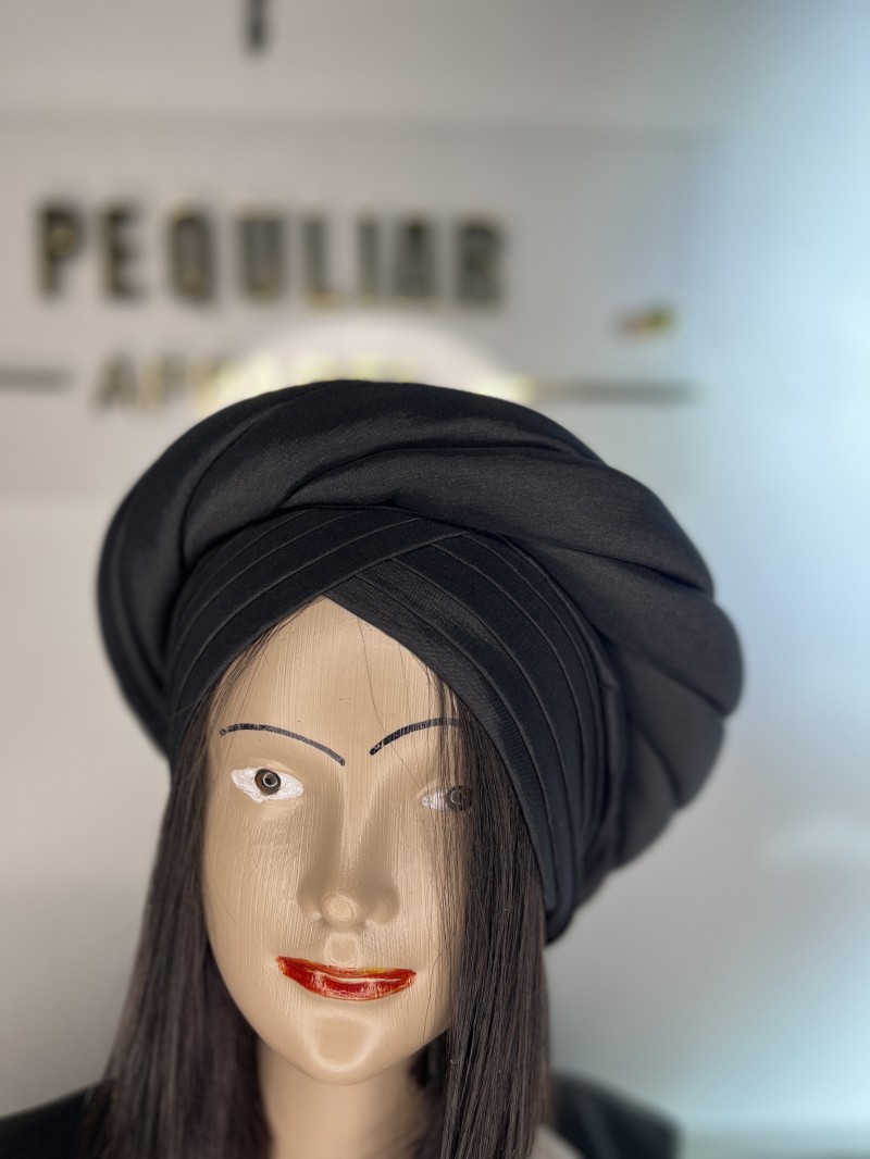 Midnight Black Chic Turban Hat