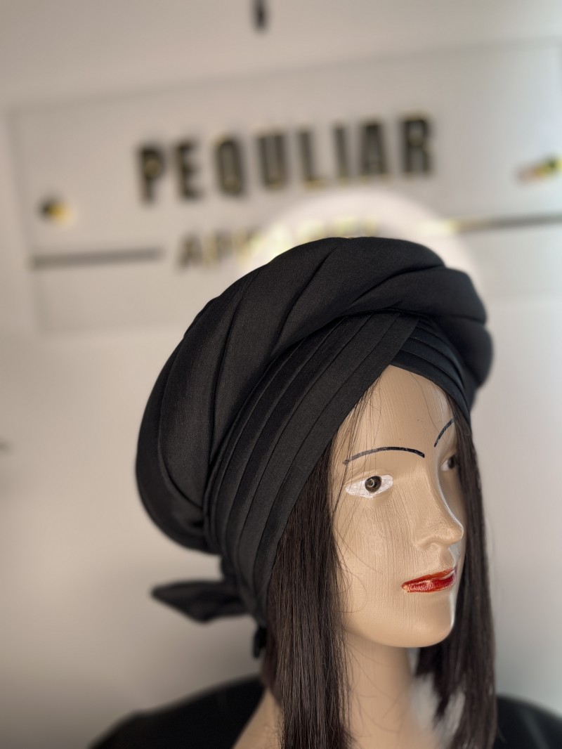 Midnight Black Chic Turban Hat