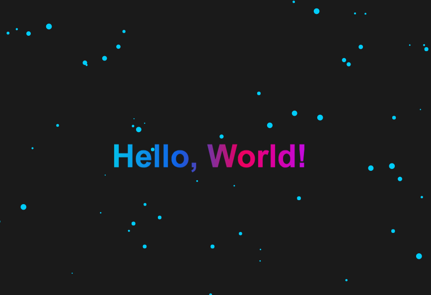 Particle Effect Background with Animated Text Reveal
