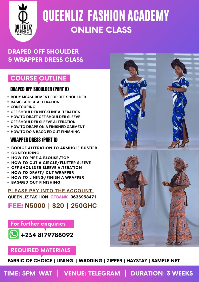 Draped Off-shoulder / Wrapper dress Class