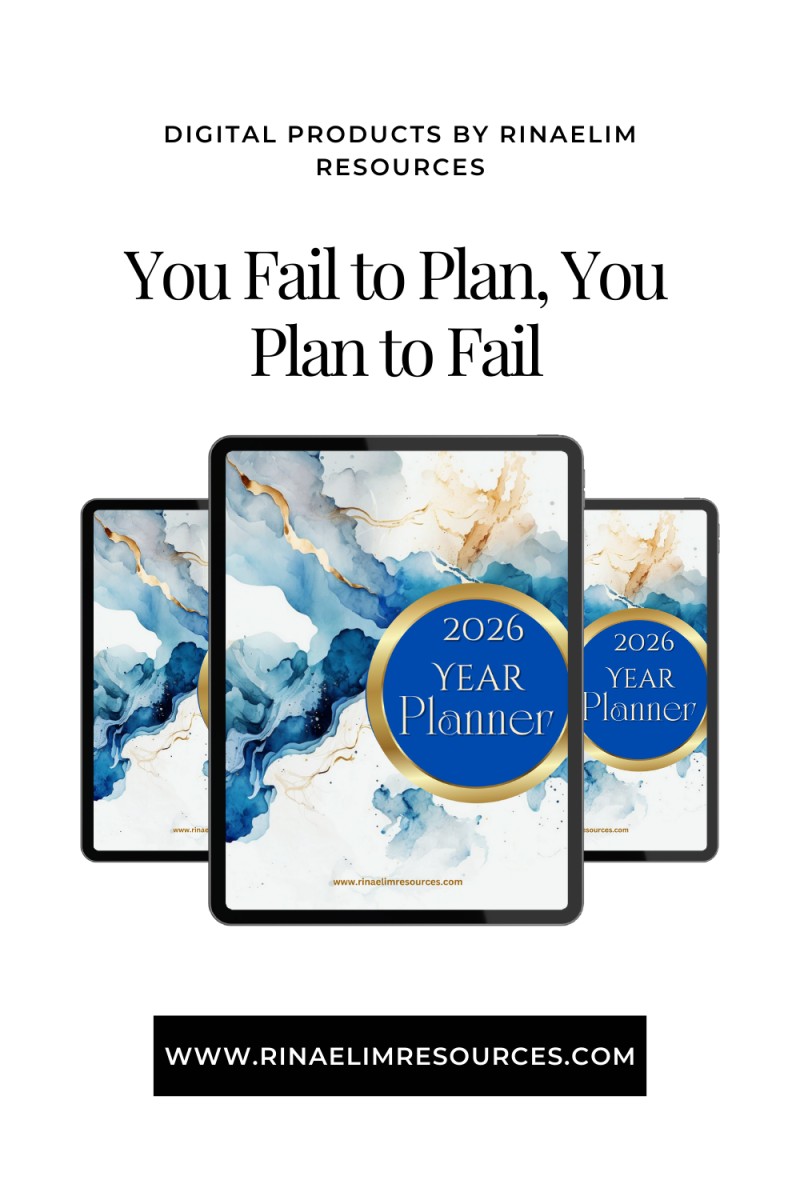 2026 Year Planner - Blue Color - Personal One Year Planner Printable, Digital Daily Planner, Productivity Journal, Goals Section, Notes Section, Undated Planner, A4, A5, US Letter, PDF Digital Planner