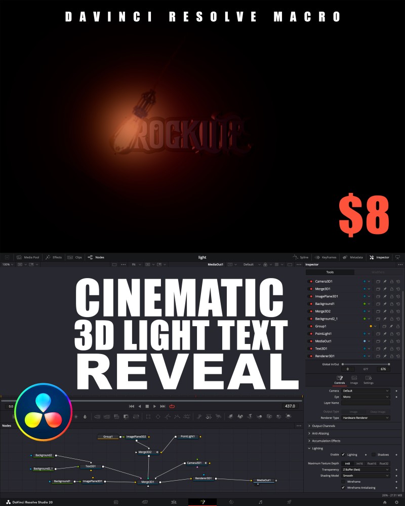 CINEMATIC 3D LIGHT TEXT REVEAL