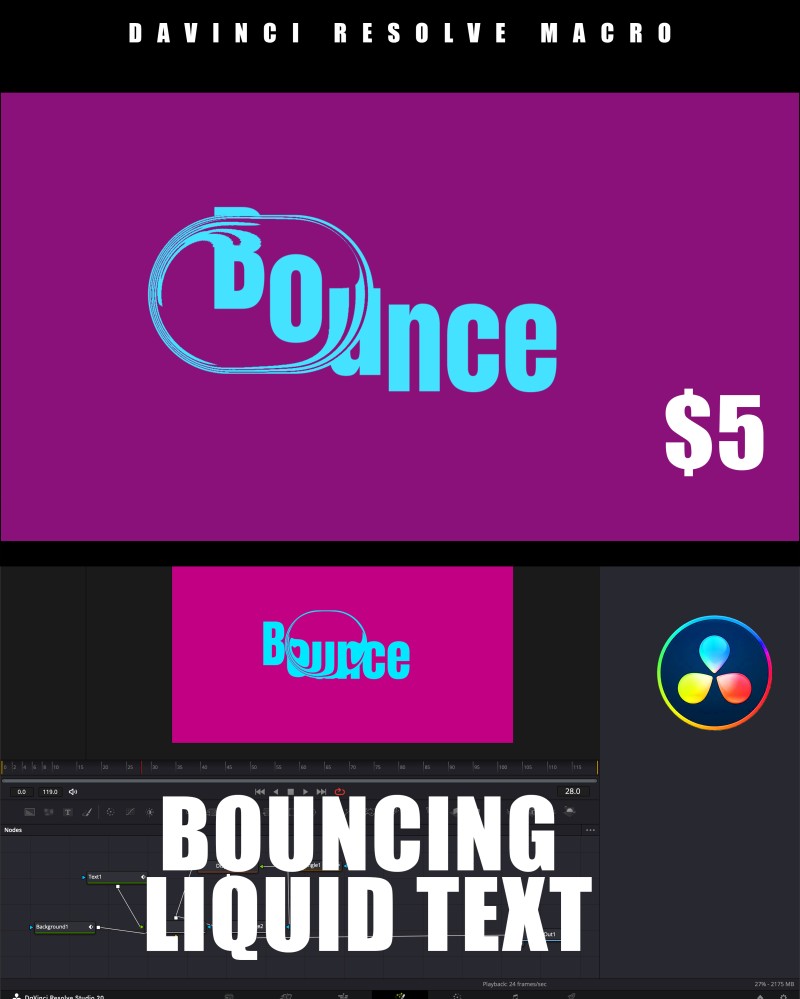 LIQUID BOUNCING TEXT | DaVinci Resolve Macro (Fusion & Edit Page)