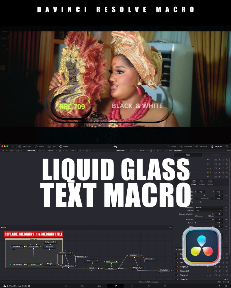 💎 LIQUID GLASS TEXT | DaVinci Resolve Fusion Macro