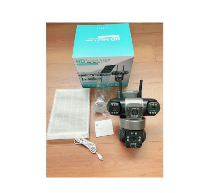 V380 Triple-Lens Solar-Powered PTZ Security Camera (4G/Wi-Fi, 8K Ultra HD)