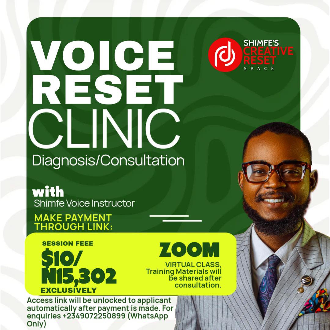 VOICE RESET CLINIC BOOKING WITH SHIMFE VOICE INSTRUCTOR