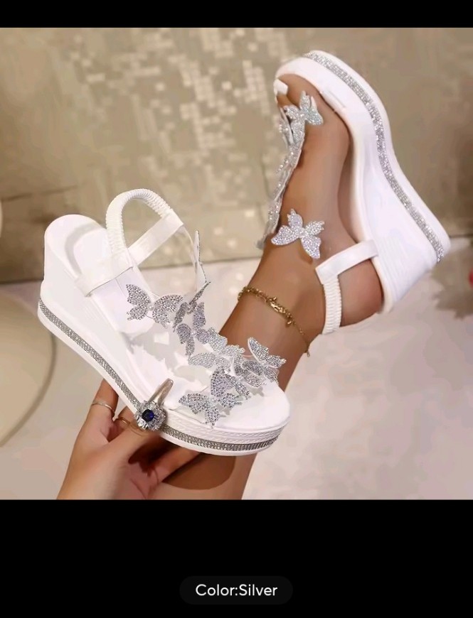 "Butterfly Glam Rhinestone Wedge Sandals – Women's Fashion Platform Heels"