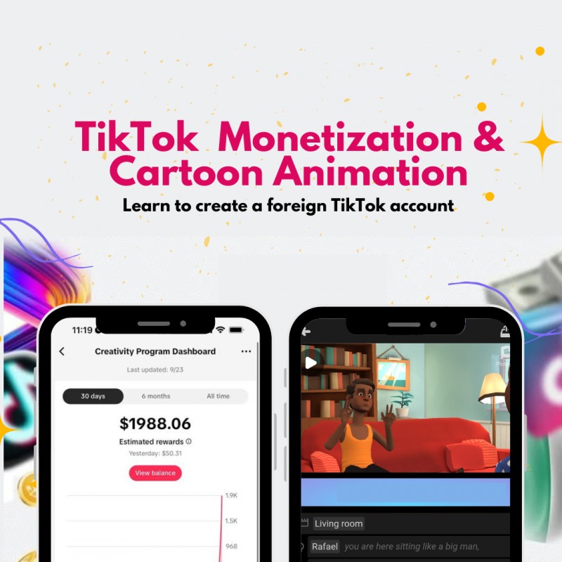 Tiktok Monetization & Cartoon Animation Course: