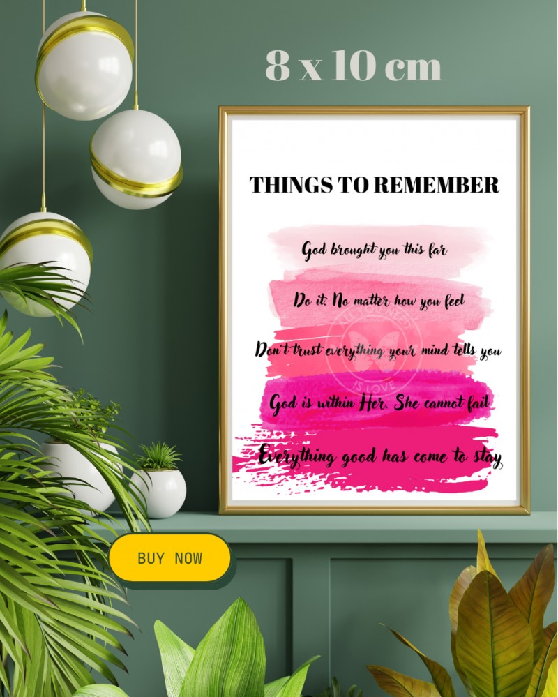 Things To Remember Wall Frame | Customizable Wall Frame | Colorful Wall Frame with quotes | Printable/Physical | Motivational Home Decor
