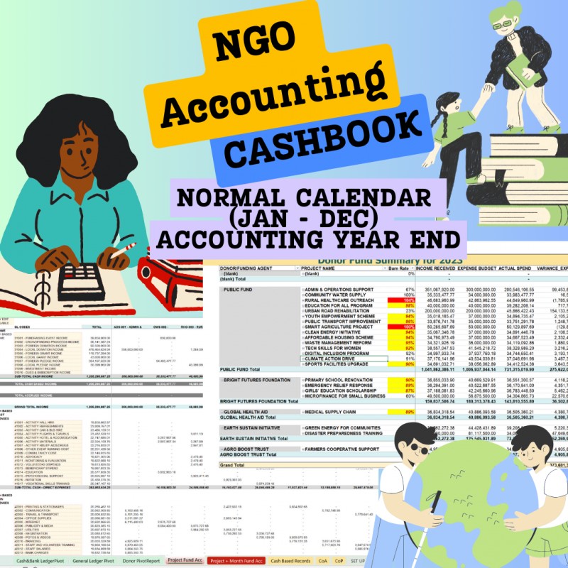 Accounting System (Cash Book) for NGOs - Track Income & Expenses based on Projects V1
