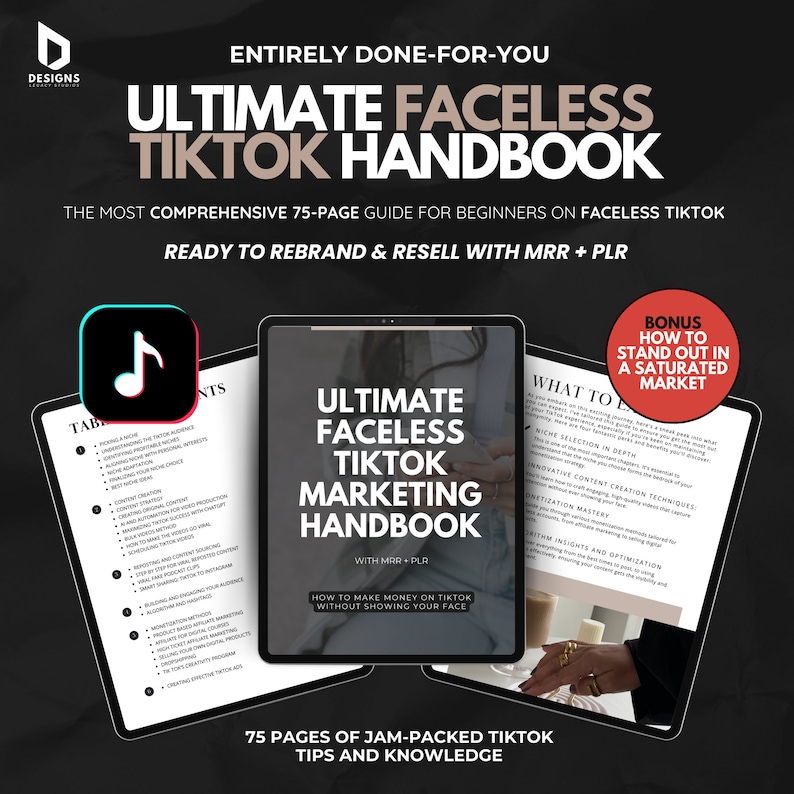 Ultimate Faceless TikTok Handbook Done for You (Make Money on TikTok Without Ever Showing Your Face)