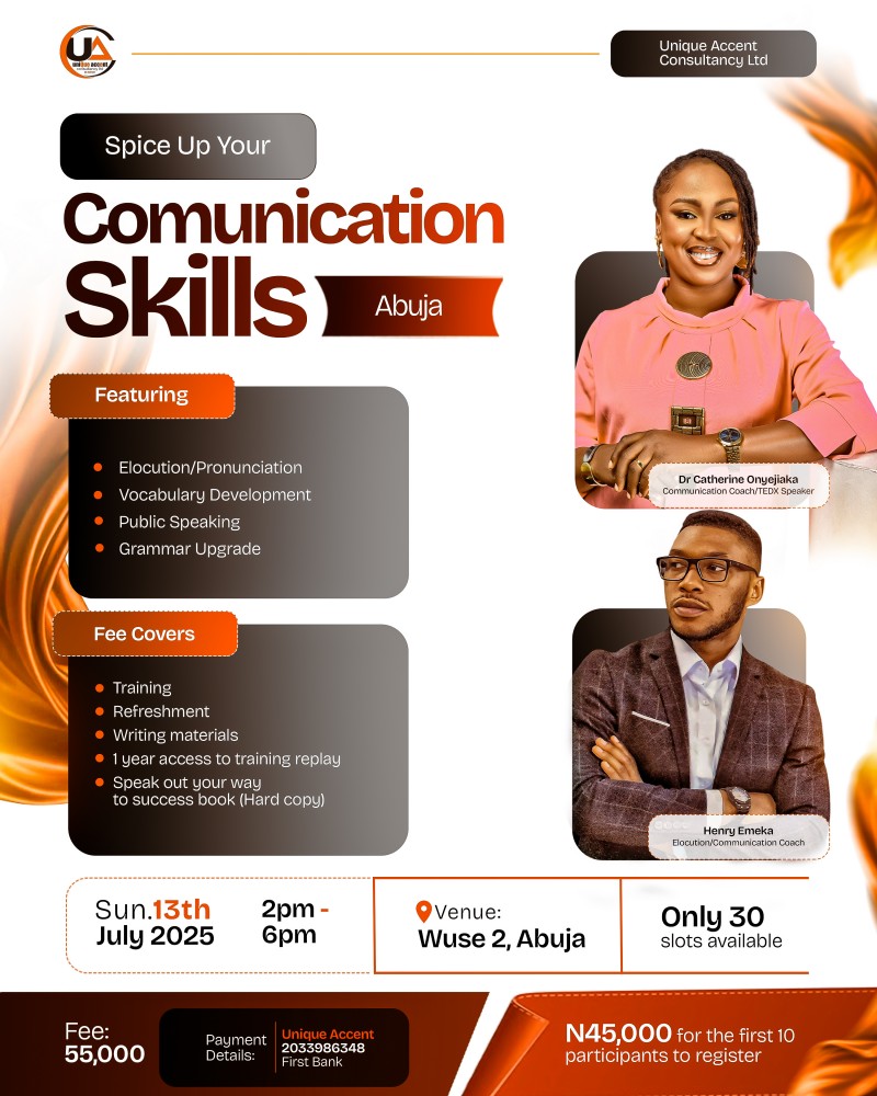 SPICE UP YOUR COMMUNICATION SKILLS (Physical Training, Abuja)