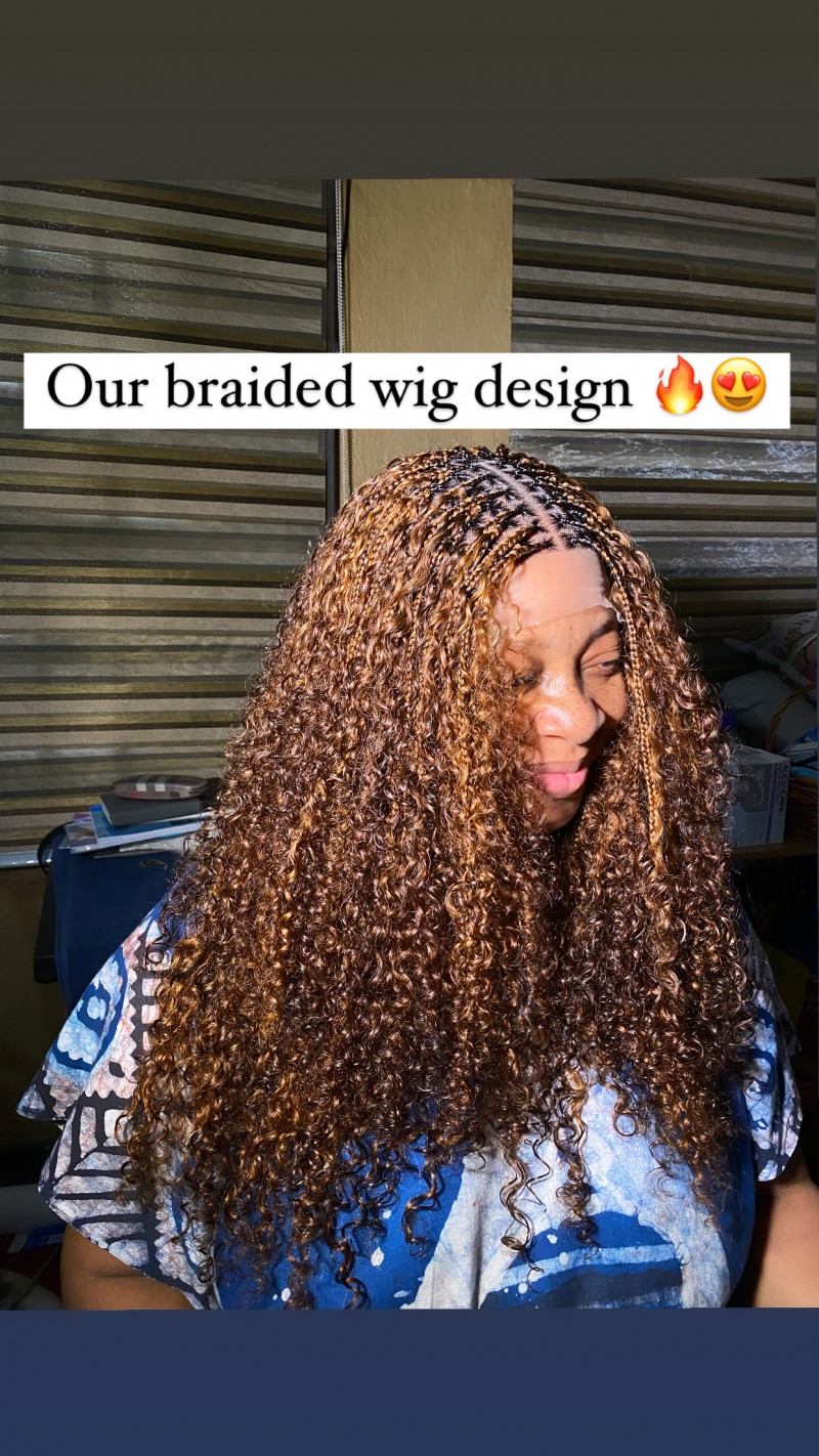 BROWN PIXIE CURLS BRAIDED WIG
